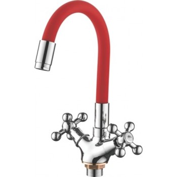 L1319-1 Смеситель для умывальника Ledeme (красный/хром)