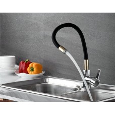 L4898-10 Смеситель для кухни Ledeme черный гибк хром золото
