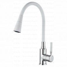 L4199-3 Смеситель для кухни Белый гибкий излив с (2 реж)