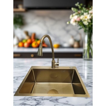 Комплект Кухонная мойка Fmark FSC5545C, Матовое-золото + Смеситель для кухни Savol S-3002CM-07, Матовое-золото Комплект Кухонная мойка Fmark FSC5545C, Матовое-золото + Смеситель для кухни Savol S-3002CM-07, Матовое-золото