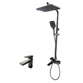 Комплект Душевая система V393562-G + Смеситель для умывальника V393511-G, Оружейная сталь Комплект Душевая система V393562-G + Смеситель для умывальника V393511-G, Оружейная сталь