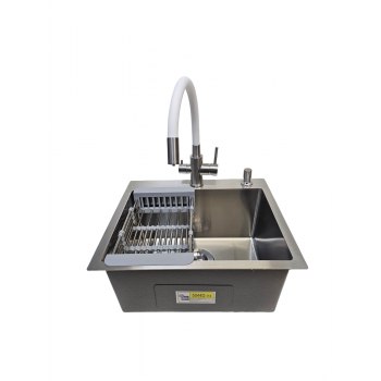 Комплект Кухонная мойка Wisent WS-35044D-114, Стальной + Смеситель для кухни Ledeme L72455-03, Стальной + Белый излив Комплект Кухонная мойка Wisent WS-35044D-114, Стальной + Смеситель для кухни Ledeme L72455-03, Стальной + Белый излив